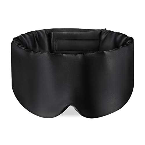 Zenssia 100% Mulberry Silk Sleep Mask Eye Mask for Men and Women, Black - color: Black