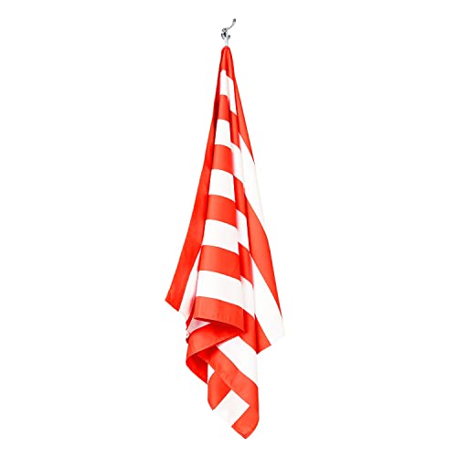 Dock & Bay Beach Towel - Quick Dry, Sand Free - Compact, Lightweight - 100% Recycled - Includes Bag - Cabana - Waikiki Coral Red - Large (160x90cm, 63x35) | Sand-Resistant, Includes Travel Bag, Lightweight & Compact, 100% Recycled DryQ Fabric, Large (160x