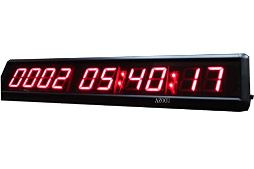 AZOOU 1.8-inch 10 Digits Red Color LED Timer Countdown/Up Wall Mounted Clock with Days Hours Mins Secs