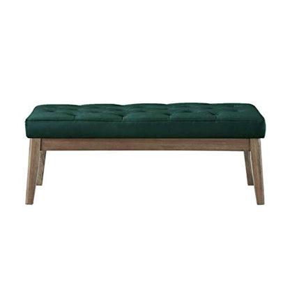 24KF Velvet Upholstered Buttons Tufted Entryway Bench with Solid Wood Leg,Bed Bench Ottoman with Padded Seat,5034-Jade - color: Jade Velvet, size: Tufted Bench with Solid Wooden Base