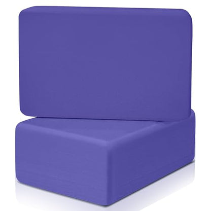 biguphate 2 Pack Yoga Blocks, 3"x6"x9" Rounded Edges Non-Slip, Yoha Bricks - color: Purple