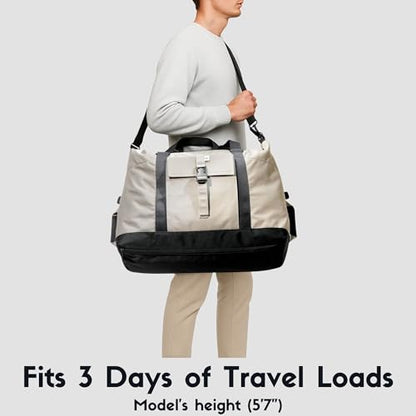 SUNNY BIRD Duffel with Utility Pouch, 40L Weekender Overnight Bag with Shoe Compartment for Travel and Sports (Brown and black) - color: Brown and black