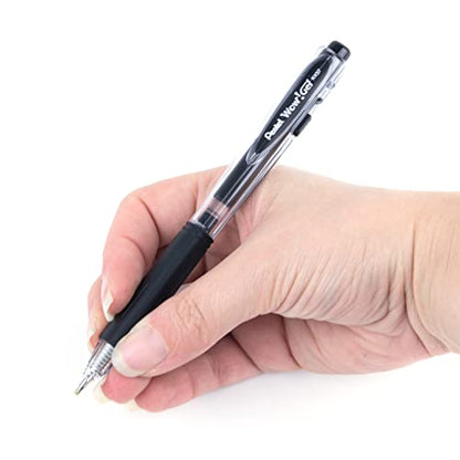 Pentel WOW! Gel Retractable Gel Pen 0.7mm Medium Line Black Ink, Box of 12 (K437-A) (Pack of 2) - color: Black, size: 12 Count (Pack of 2)