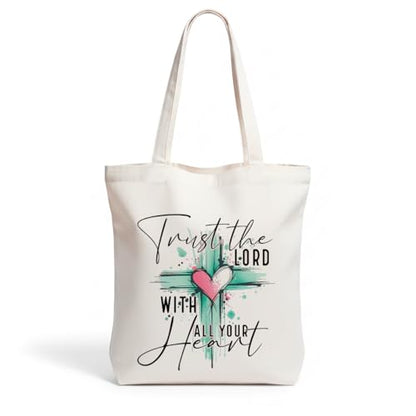 Inspirational Christian Gifts Canvas Tote Bag for Women, Christmas Friendship Birthday Religious Grocery Bags - color: Lordheart