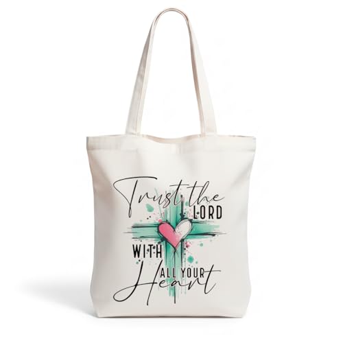 Inspirational Christian Gifts Canvas Tote Bag for Women, Christmas Friendship Birthday Religious Grocery Bags - color: Lordheart