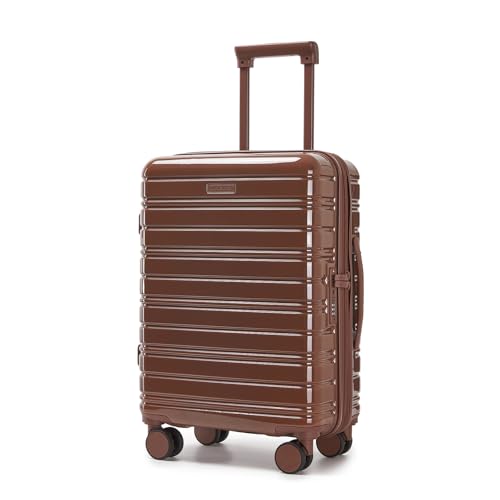LARVENDER Carry On Luggage 22x14x9 Airline Approved, Suitcases with Wheels - color: Mocha 1