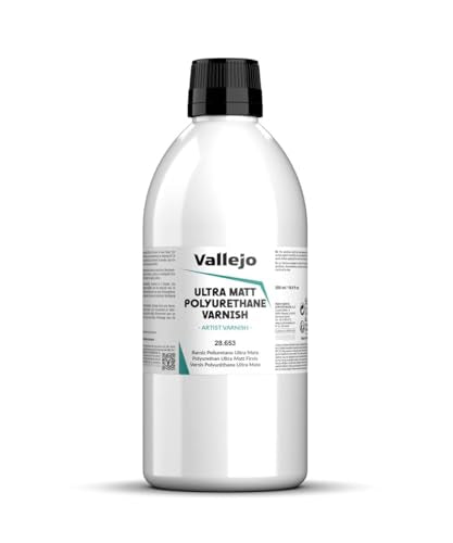 Vallejo - Polyurethane Varnish | Ultra Matt Finish 500 ml. (16.9 fl.oz.) | Extraordinary Hardness & Permanence | Create a Perfect Clear Coat | Scratch Resistant for Outdoor and Indoor Surfaces - style: Ultra Matt 500 ml. (16.9 fl.oz.)