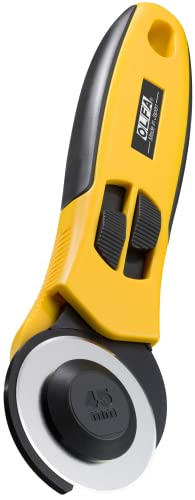 OLFA 45mm Quick-Change Rotary Cutter (RTY-2/NS) - Split Cover, Ambidextrous | 45mm Quick Change Rotary Cutter with dual blade guard cover, Right & Left Handed, Integrated grooves - Quilters and Crafters