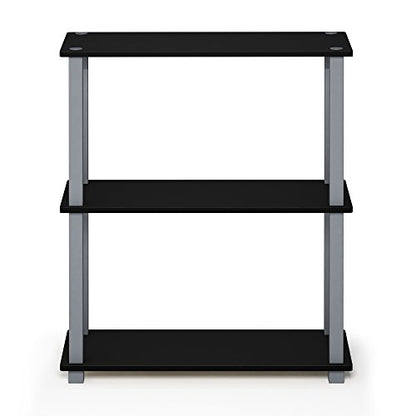 Furinno TURN-S-TUBE 보관 선반, 3단 책장, 코너 선반, 도구가 필요 없는 오픈 선반, 정리 및 보관용, 거실, 차고, 홈 오피스, 블랙 - color: 블랙/그레이., size: 3단 정사각형 튜브