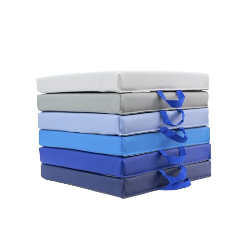 Factory Direct Partners SoftScape 15 inch Square Classroom Floor Cushions with Handles Flex Seating for Daycare, Preschool, Playroom 2 inch Thick Deluxe Foam (6-Piece) - Navy/Powder Blue, 12228-NVPB - color: Navy/Powder Blue, size: Square