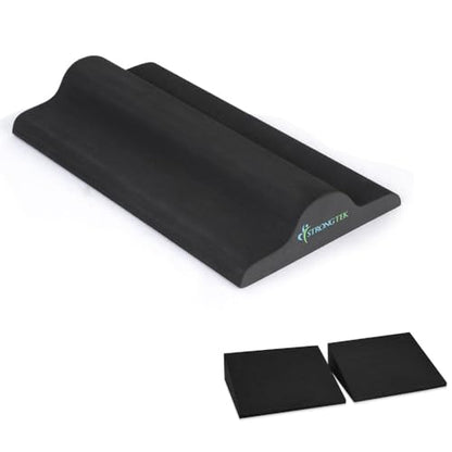 StrongTek XL Yoga Wedge & Foot Stretcher Set – Extra-Large Foam Incline Blocks + Plantar Fasciitis Relief Stretcher