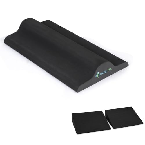 StrongTek XL Yoga Wedge & Foot Stretcher Set – Extra-Large Foam Incline Blocks + Plantar Fasciitis Relief Stretcher