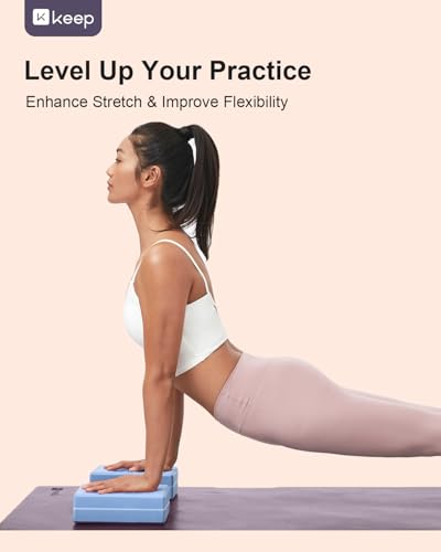 KEEP Yoga Block, High-Density EVA Foam 2 Pack Yoga Block with Non-Slip Textured Surface, Supportive, Lightweight - Ideal for Yoga - color: 2-Pack-Light Blue