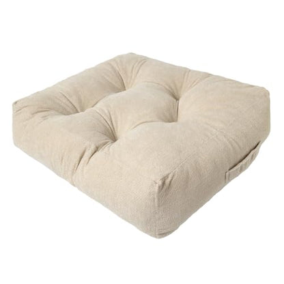 Floor Pillow Cushion with Handle for Adults Women Men | Large Meditation & Sitting Cushion Pillow for Tatami, Living Room, Yoga (2, Beige, Square, 22" x 22" x 6") - color: Beige, Square