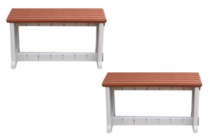 Bench, Redwood Top with Warm Grey Sides, 2 Pack - Proudly Made in The USA, Click and Lock Hardware-Free Assembly, Durable and Stylish Outdoor Seating - color: Redwood/Warm Grey, size: 2 Pack