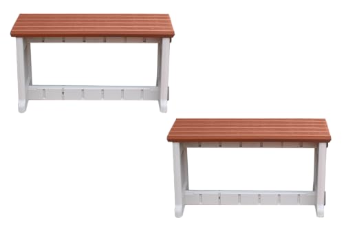 Bench, Redwood Top with Warm Grey Sides, 2 Pack - Proudly Made in The USA, Click and Lock Hardware-Free Assembly, Durable and Stylish Outdoor Seating - color: Redwood/Warm Grey, size: 2 Pack