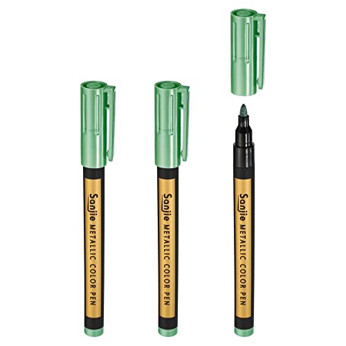 PATIKIL Metallic Marker Pens, 3 Pack Paint Pens Medium Point Colored Markers Art Marker Pen for DIY Craft Photo Album, Green - color: Green