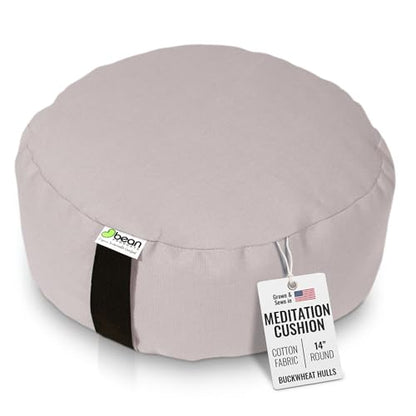 Bean Products Round Zafu Meditation Cushion, Yoga Pillow 14" Dia - Natural | Heavy Weight Washable Cotton Cover - Buckwheat Hull Filled Inner liner - Zen Floor Sitting Cushion - 14" Diameter - color: Natural, size: Round - 14"