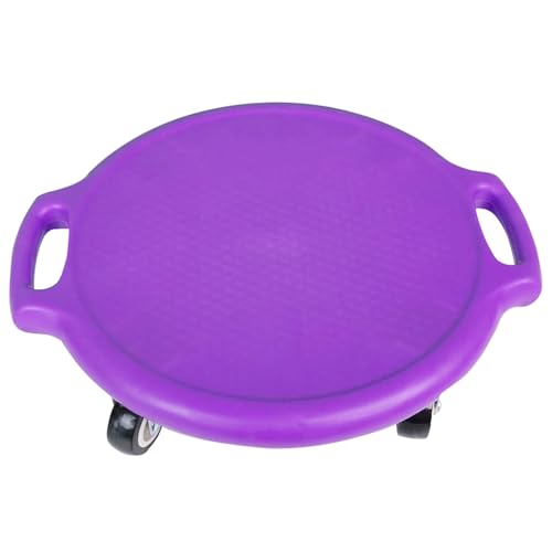 Kids Sitting Scooter Board with Universal Wheels Swivel Casters Round Plastic Floor Surfer Sports Scooters with Rollers Autism Kids Sensory Scooter Board for Gym Class Physical Education Home Use - color: purple
