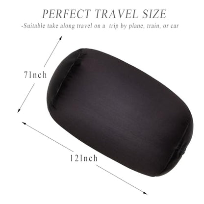 Microbead Bolster Tube Pillows with Double Cover，Squish Bean Bed Microbead Pillow Soft Neck Back Lumbar Support Smooth Cool Touch Comfortable Fabric (Black) - color: Black