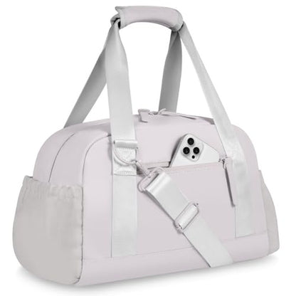 Mini Gym Bag for Women Girls Small Gym Tote Bag with Wet Compartment Waterproof Travel Duffle Bag Cute Workout Sport Bag - color: Grey-14in