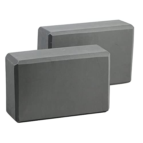 EXERZ Yoga Blocks 2 pack, Gym Blocks, Exercise Workout Fitness Bricks, Pilates Stretch Handstand Non-Slip - color: Grey