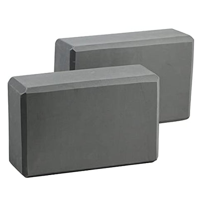 EXERZ Yoga Blocks 2 pack, Gym Blocks, Exercise Workout Fitness Bricks, Pilates Stretch Handstand Non-Slip - color: Grey