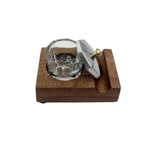 Ink Well for Dip Pen Wooden Calligraphy Pen Holder Oblique Nib Holder Glass Ink Bottle Container Desktop Tabel Decoration