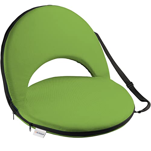 Alpcour Folding Stadium Seat – Deluxe Outdoor Camping Reclining Waterproof Cushion Chair for Bleachers – Best 6-Position Back Support Picnic Bleacher Seats w/Extra Thick Padding for Support & Comfort - color: Lime