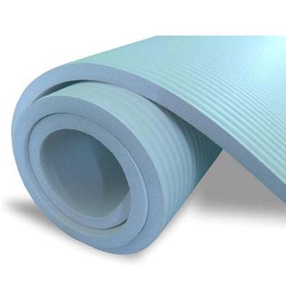 YAMAZEN 72"X24" Extra Thickness Yoga Workout Mat for Home Gym Exercise | All Purpose Mat with Strap | 10mm(2/5") / 15mm(3/5") Thickness - color: Ice Blue