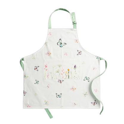 Maison d' Hermine Aprons for women with Pocket 100% Cotton (27.50"x31.50") | Adjustable Neck Strap & long ties Apron Men Chef Wedding Cooking Gardening Server Maid - color: 041 - Botanical Fresh