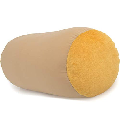 Microbead Bolster Neck Roll Pillow, 14x8 in Cylinder Tube, Barely Beige | Silky feel fabric helps prevent wrinkles & hair breakage; feather-light beads gently cushion head & shoulders as you rest - color: Barely Beige
