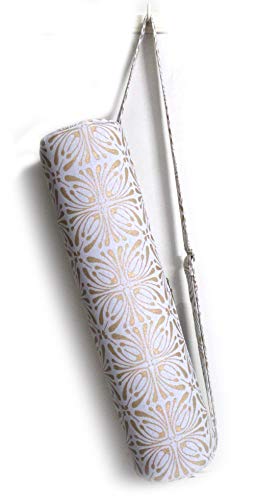 ICC Black Gold Mandala Full-Zip Exercise Yoga Mat Carry Bag Gym Beach Pilates Carrier Bags Hippie Mandala Indian Cotton Bag - style: White Gold Block