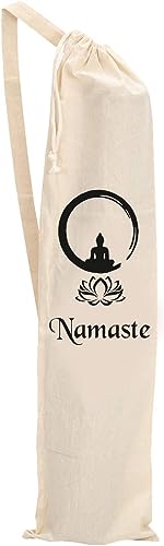 Mayatra's Organic Large Yoga Mat Tote Bag Cover -100% Cotton Lightweight,Washable Yoga Dust Bag With Adjustable Strap Unisex - color: Namaste