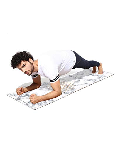 Shakti Warrior Suede Yoga Mat, Non Slip, 72 x 24 Inch, 3mm Thick - color: Marble