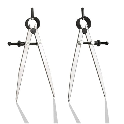 Professional Metal Compass Set, 8 Inch Adjustable Divider Leather Compass & 8 Inch Steel Ruler, Drafting Compass Tool for Leather Work, Woodworking, Metalworking, Geometry Drawing