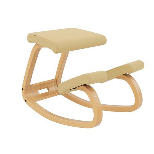 Varier Ergonomic Kneeling Chair, Rocking Knee Stool for Home Office Desk - color: Light Brown/Yellow Tonal