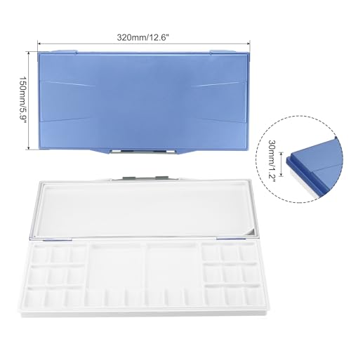 PATIKIL 24 Wells Paint Storage Box, Airtight Folding Detachable with 3 Extra Area Painting Palette for Watercolor Gouache Acrylic Oil Paint, Blue - color: Blue