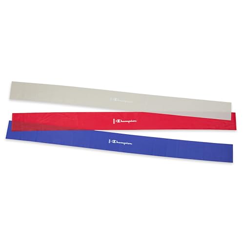 Champion Flat Resistance Bands, 3-Pack (Grey/Red/Blue) | EVA Foam | Lightweight | Balance, Alignment & Flexibility