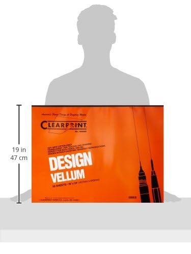 Clearprint 18" x 24" 1000H Design Vellum Pad, 16 lb., 100% Cotton, 50 Sheets, 1 Each