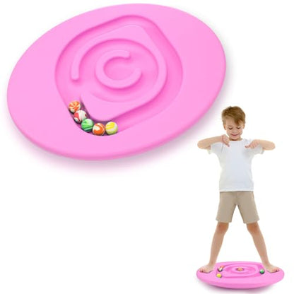 Seenelling Kids Maze Balance Board Sensory Training Toy, Pink, Round - color: Pink, style: Round