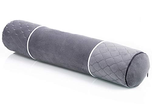 ALIBO Gray Bolster Neck Round Roll Support Bed Pillow 18.9" x3.9" with Washable Pillowcase Pain Relief Cervical Pillow,Back Sleeping Head Rest. - color: Gray