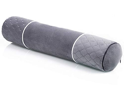 ALIBO Gray Bolster Neck Round Roll Support Bed Pillow 18.9" x3.9" with Washable Pillowcase Pain Relief Cervical Pillow,Back Sleeping Head Rest. - color: Gray