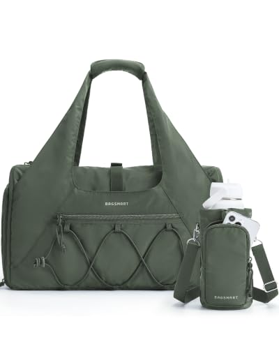 BAGSMART Gym Bag for Women, Lightweight Duffel with Shoe Compartment, Tote Bag with Wet Pocket for Yoga Travel, Sage - color: Sage, style: Casual Tote