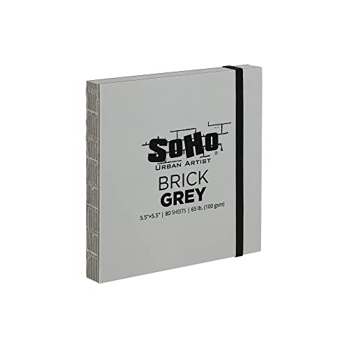 SoHo Urban Artist Brick Sketchbook Journals for Sketching, Drawing, Colored Pencils, Graphite, and More - Grey 5.5"x5.5" (100 GSM, 80 Sheets) - color: Grey, size: 5.5 x 5.5in