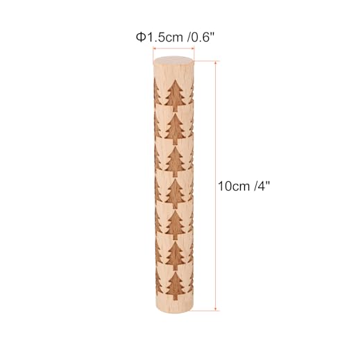 HARFINGTON Wood Clay Roller 4" Pine Tree Pattern Rolling Pins Wood Rollers Pottery Tools Wood Grain Texture Rollers for Clay Baking Dough Playdough DIY - style: Pine Tree
