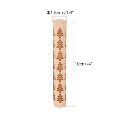 HARFINGTON Wood Clay Roller 4" Pine Tree Pattern Rolling Pins Wood Rollers Pottery Tools Wood Grain Texture Rollers for Clay Baking Dough Playdough DIY - style: Pine Tree