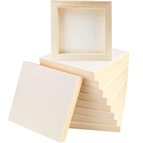 FSWCCK 10 Pack 6 x 6 inch Wood Panel Boards, Unfinished Wood Canvas Panels for Crafts, Painting Canvas, DIY Art Projects, Pouring, Arts Use with Oils, Acrylics - size: 6"X 6" 10 Pack