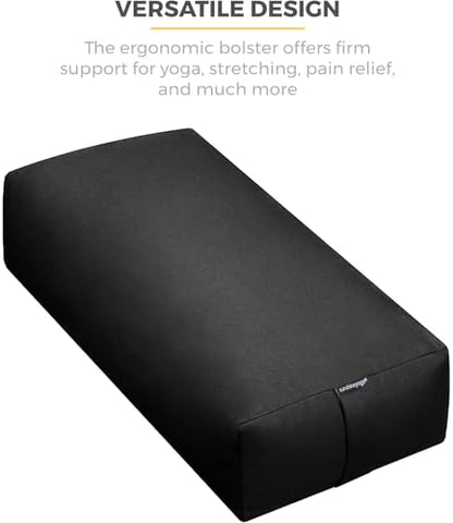 엑스트라 펌 라지 요가 볼스터, 61 x 30.5 x 15.2cm(24 x 12 x 6인치) 신치 또는 지퍼 요가 베개, 스튜디오용 탈착식 커버가 있는 직사각형 면 쿠션, 1팩 또는 2팩 - color: 블랙 - 지퍼 커버, size: 2팩