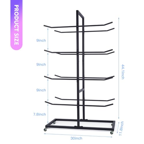 4 Tier Double Sided Metal Yoga Mat Holder, Home Gym Storage Rack